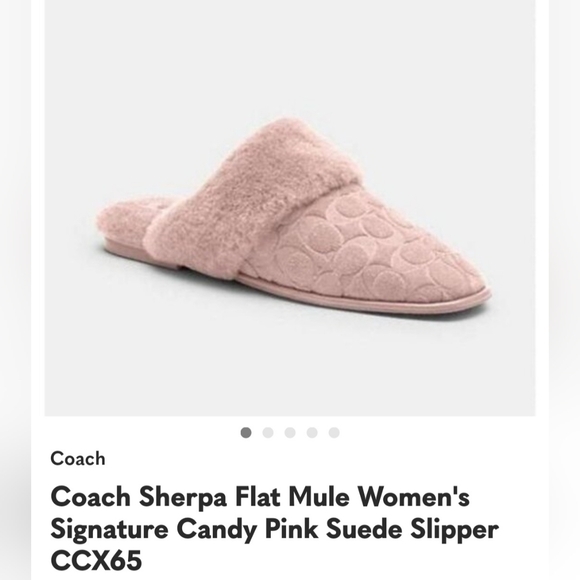 Coach Shoes - Coach NWT Size 10B Signature Candy Pink Sherpa Mule Suede Slippers CCX65